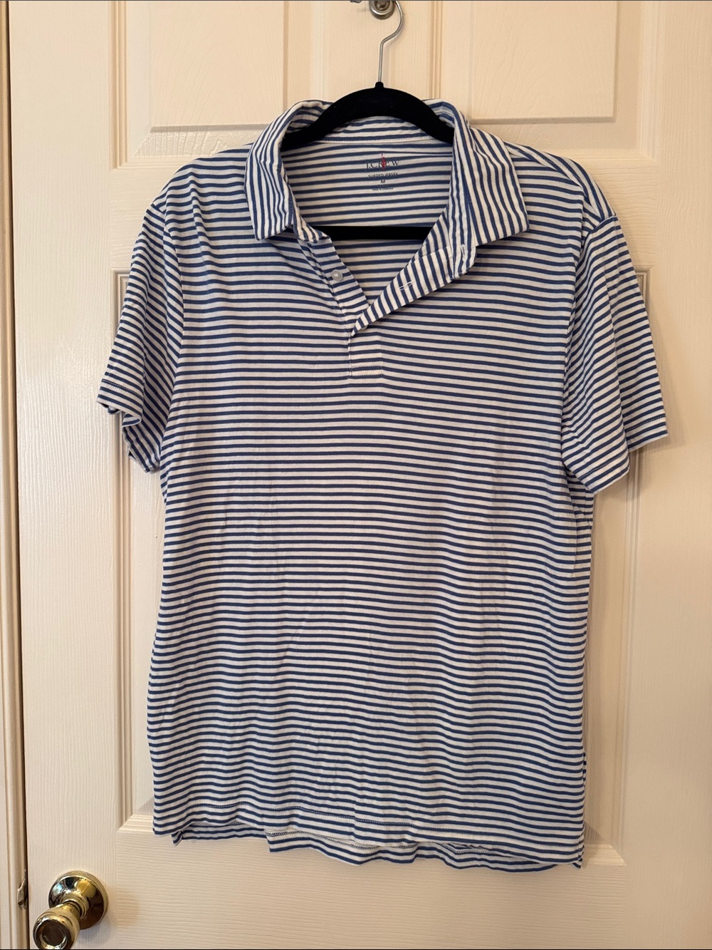 J. Crew Blue and White Striped Polo Shirt
